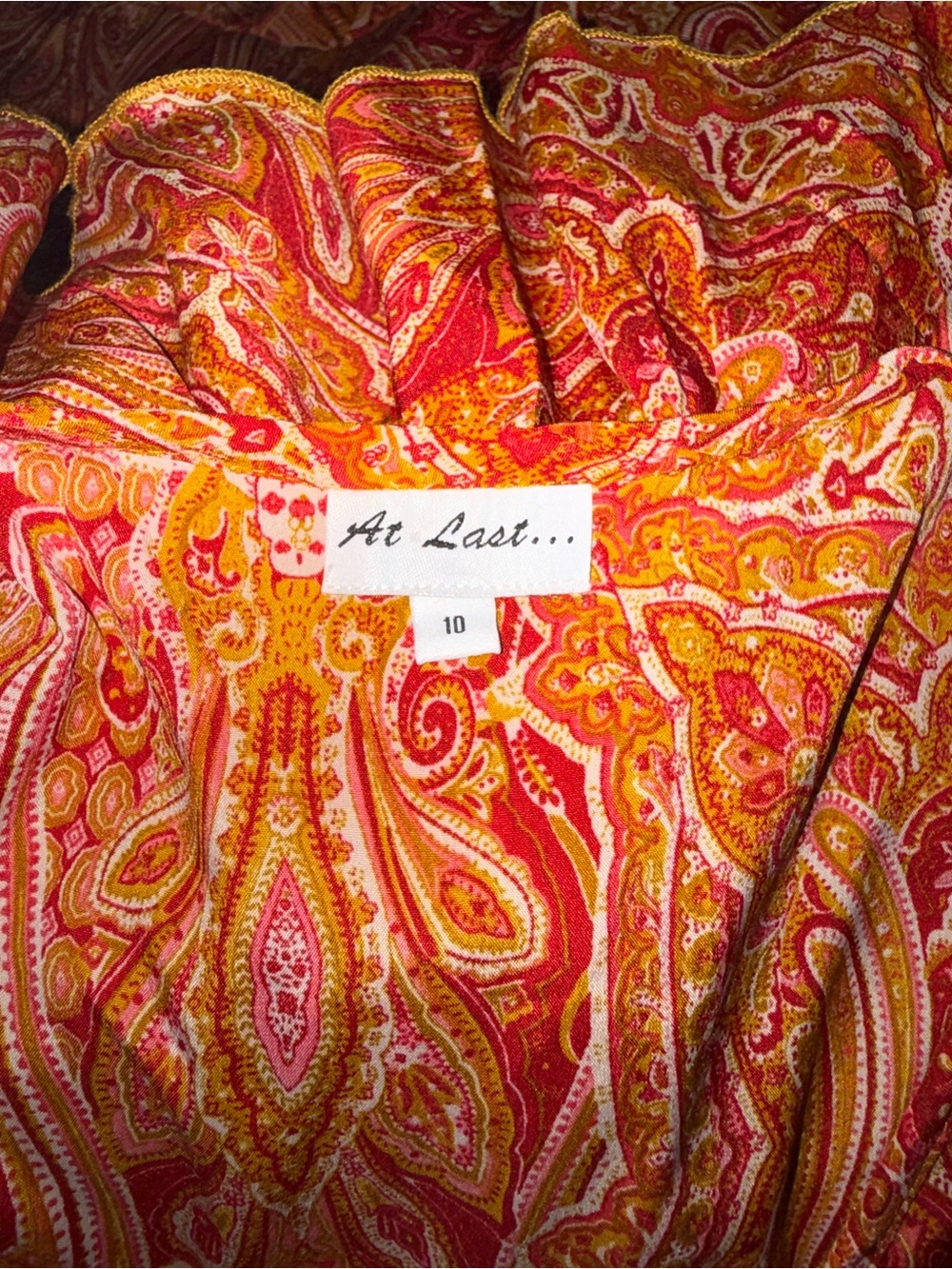 At Last Rust Paisley Ruffle Wrap High-Low Dress - Picture 7 of 7